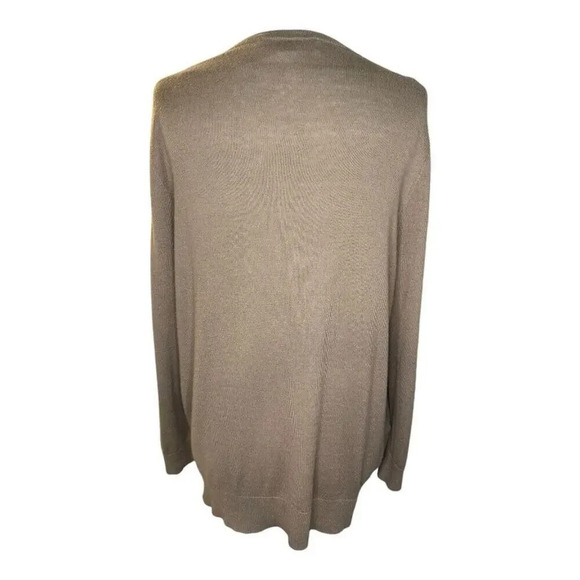 LOFT Women’s Large Tan Brown 3/4 Sleeve Open Cardigan Soft Flowy - Picture 3 of 8